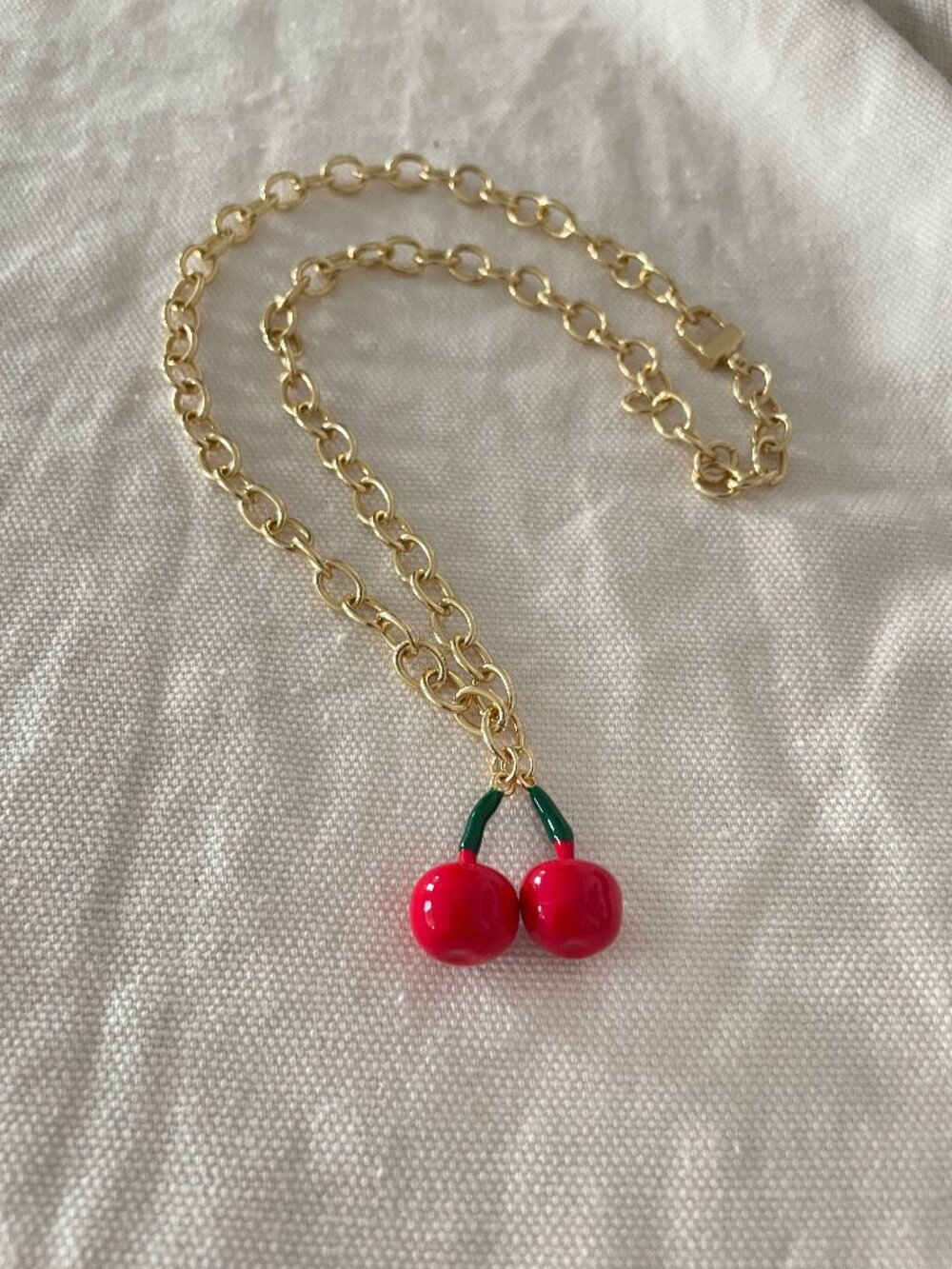 "Cherry Bomb" by Witty Cute - Cherry Charm Gold Chain Necklace – Handmade